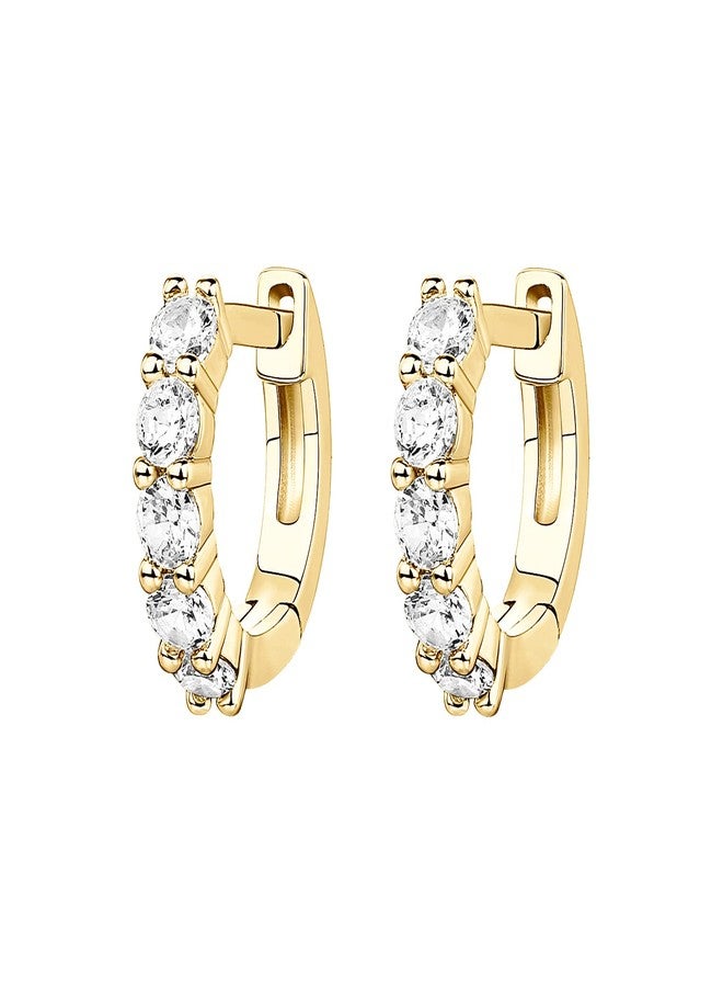 PAVOI 14K Yellow Gold Plated 2.5mm Wide Cubic Zirconia Cuff Earrings Huggie Stud - Image 3