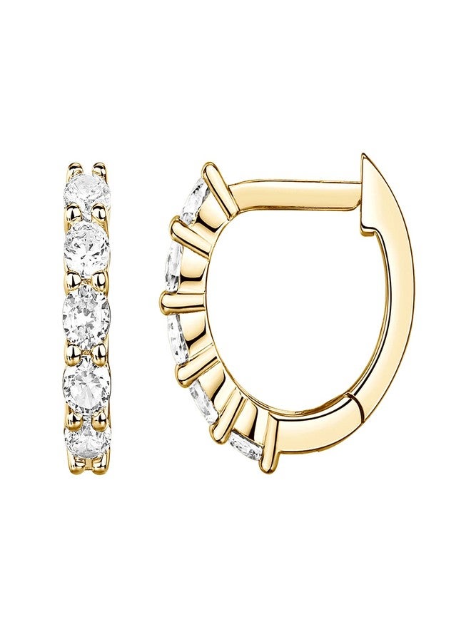 PAVOI 14K Yellow Gold Plated 2.5mm Wide Cubic Zirconia Cuff Earrings Huggie Stud - Image 1