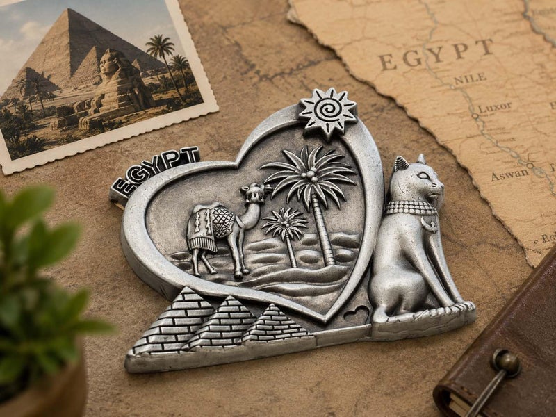 Immatgar Pharaonic Fridge Magnet - Egyptian Souvenir Ancient Egypt Ornament - from Metal (Bastet - Gray) - Image 2