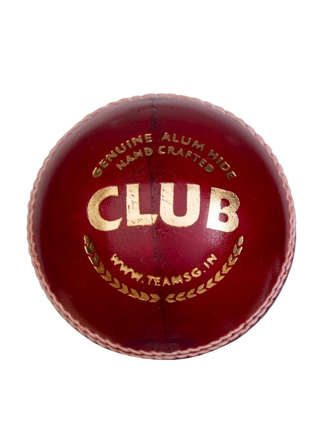 SG Club Cricket Balls | Colour: Red | Pack Size: Pack of 1 | Water-Resistant Leather Ball | Suitable for Practice Game | Tournament Game Cork - Image 1