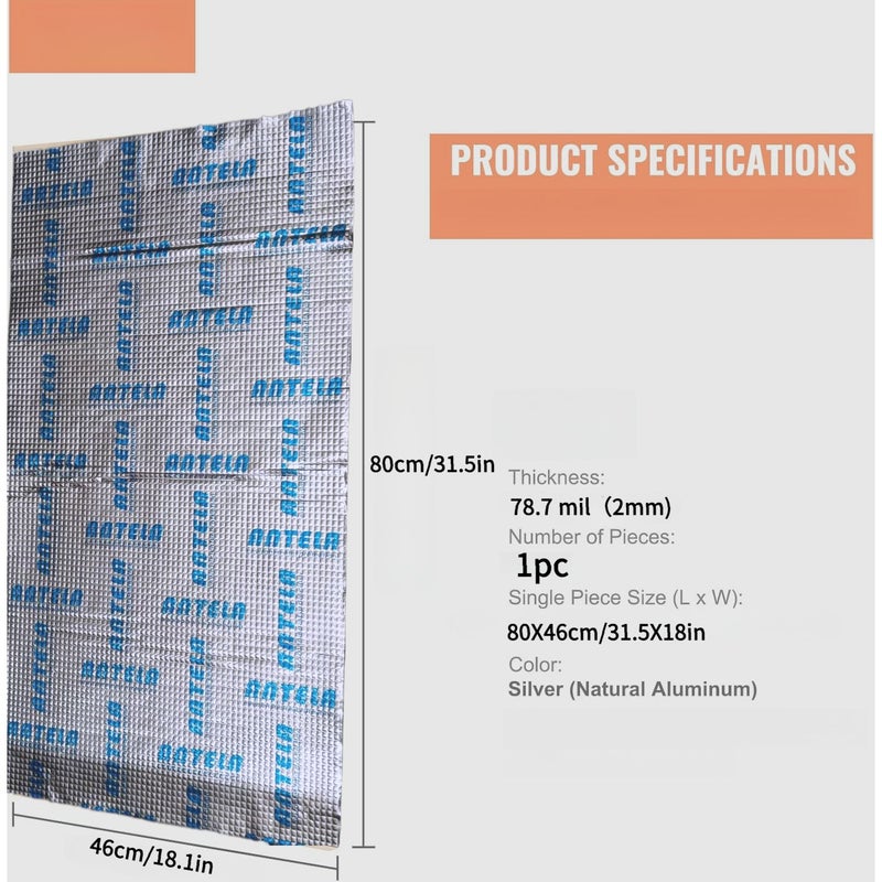 Thickened Butyl High Density Soundproofing Shock Absorption Mat 78 7mil 80x46cm 31 5x18in Automotive Noise Reduction Vibration Dampening Material - Image 1