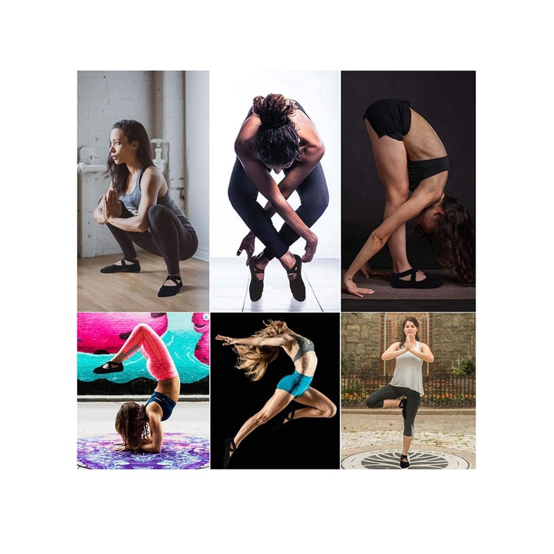 SOLARAE جوارب يوغا نسائية 2 عبوة جوارب بيلاتيس غير قابلة للانزلاق مضادة للانزلاق لرقص الباليه مع قبضة للتمارين الرياضية - Image 3