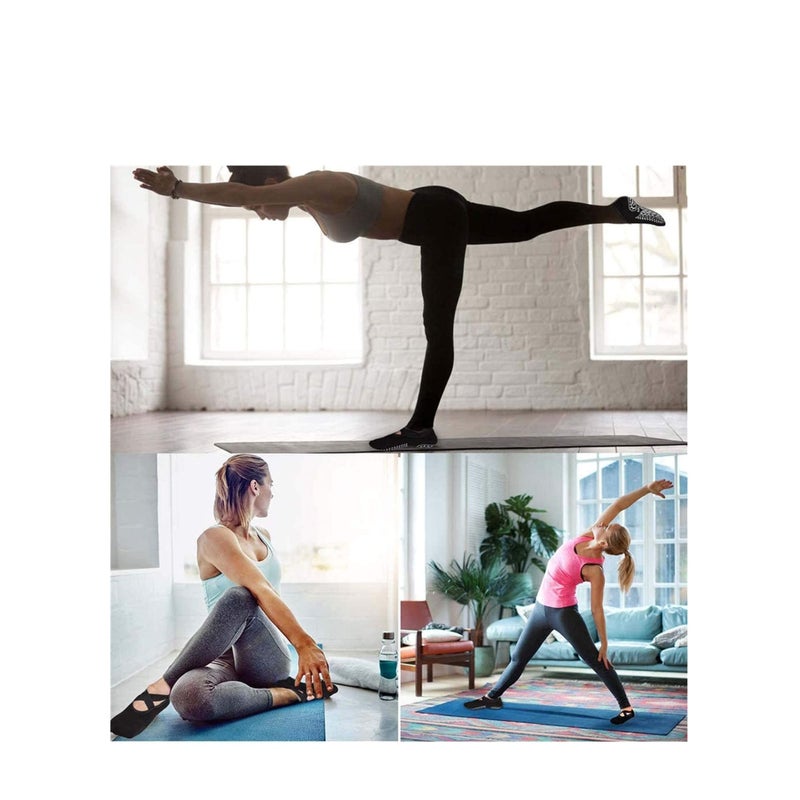 SOLARAE جوارب يوغا نسائية 2 عبوة جوارب بيلاتيس غير قابلة للانزلاق مضادة للانزلاق لرقص الباليه مع قبضة للتمارين الرياضية - Image 2