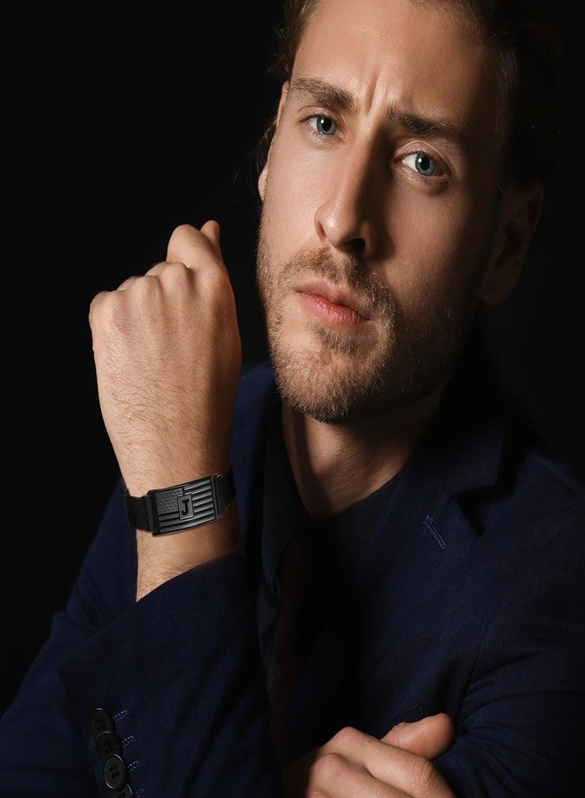 DuoDiner سوار رجالي من DouDiner، مزين بأحرف كبيرة من ولاية أريزونا وعلم الولايات المتحدة الأمريكية، مصنوع من الفولاذ المقاوم للصدأ، هدية مجوهرات، هدية تخرج لعام 2025 للرجال أو الأب (حرف N، أسود) - Image 2