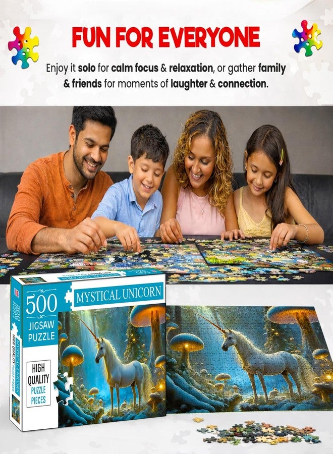 BRIJBASI Unicorn Jigsaw Puzzles for Kids and Children - Realistic Illustration Challenging Brain Booster Gifts, Fun and Creative Game - (500 Pcs) - Image 5