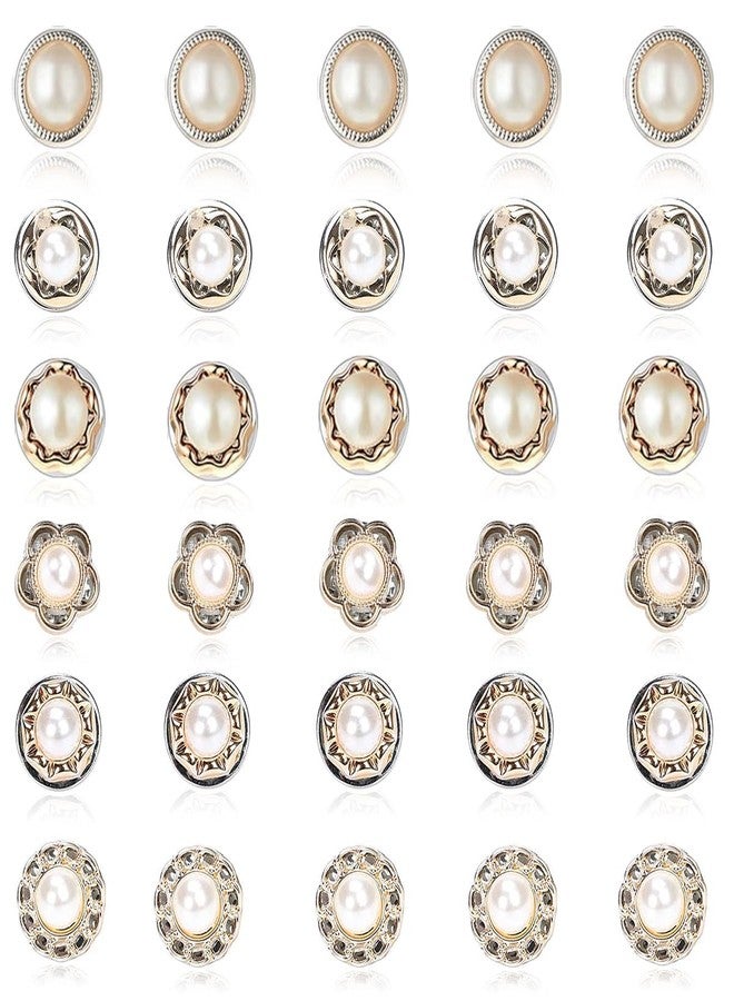 Whimsical 30pcs Pearl Buttons Brooch Buttons Cover Up Brooch Pins Mini Safety Shirt Buttons for Cardigan Saree Dress Hats, No Sew & Removable - Image 1