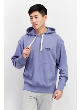 PERRY ELLIS Men Hooded Embroidered Logo Long Sleeve Sweatshirt, Pale Blue  - Image 1