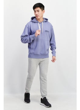 PERRY ELLIS Men Hooded Embroidered Logo Long Sleeve Sweatshirt, Pale Blue  - Image 3