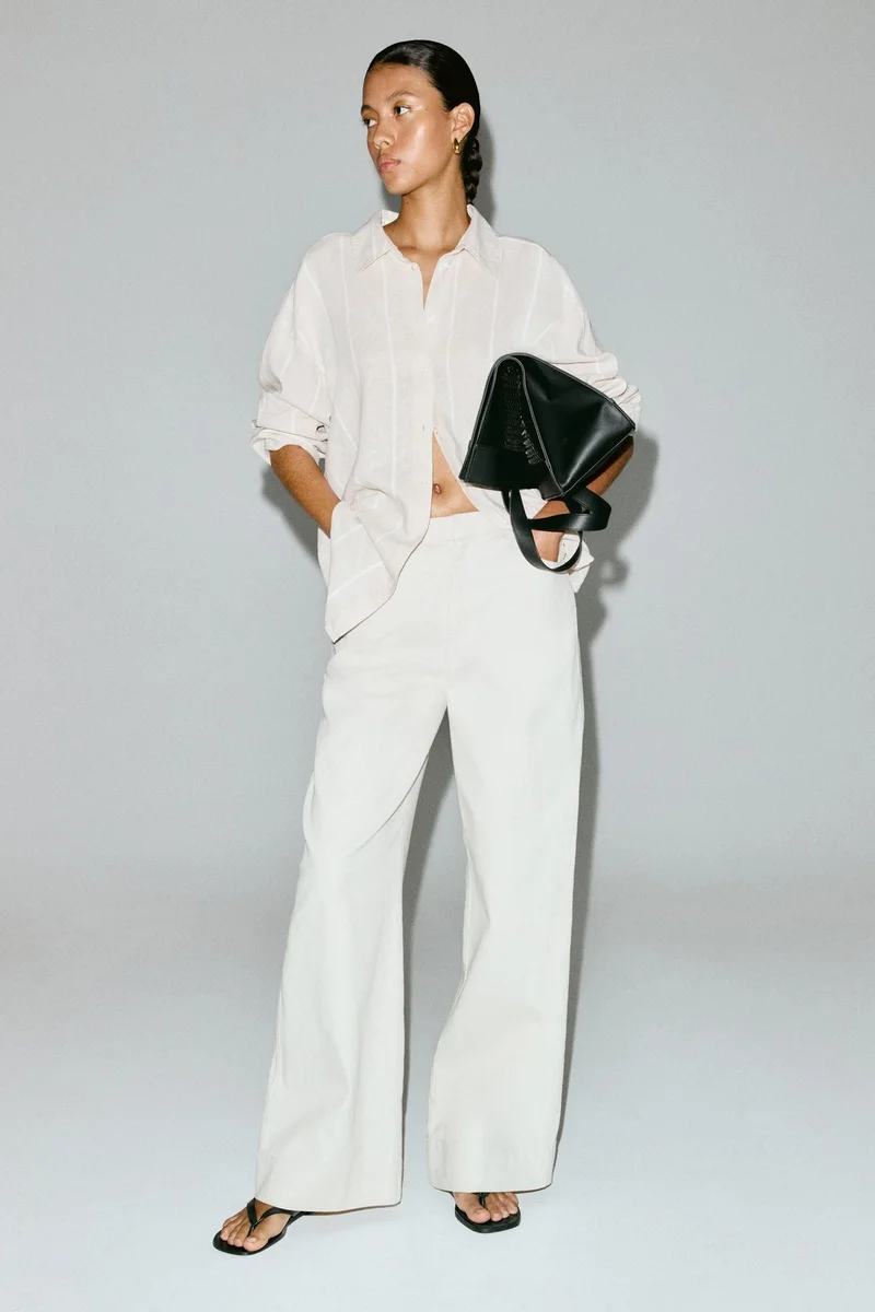 H&M Oversized linen-blend shirt