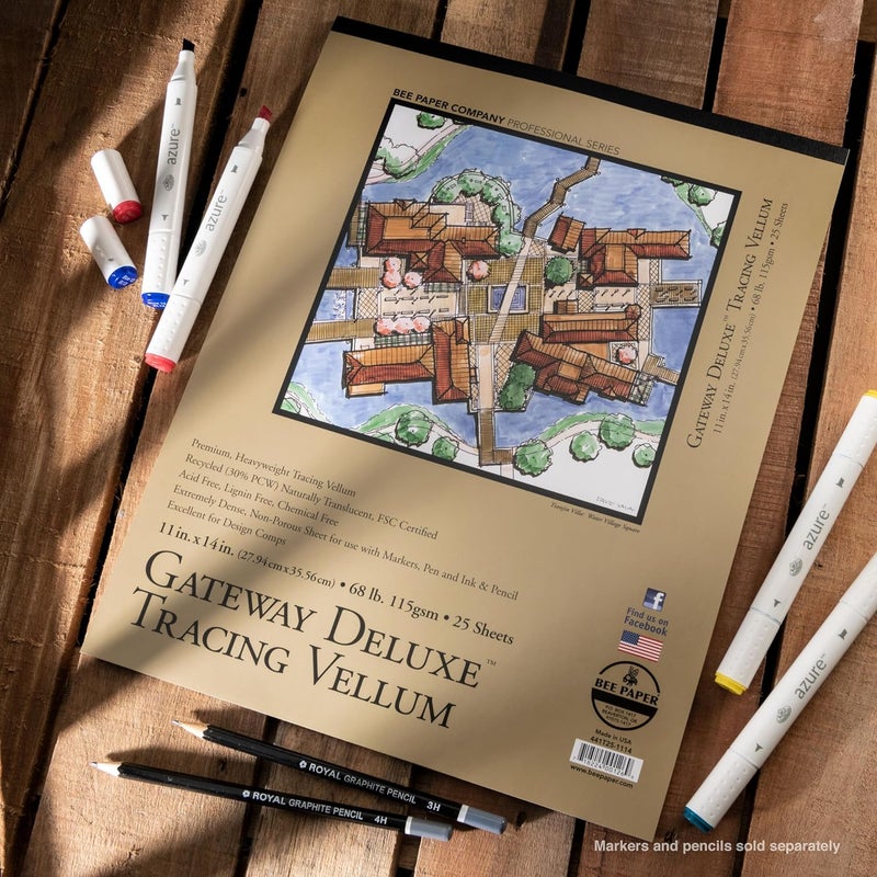 Bee Paper Company Gateway Deluxe Tracing Vellum Pad - 11" x 14", 25 Sheets - Image 4