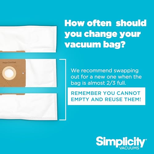 Simplicity Vacuums SZH-6 Jill Canister Vacuum Replacement Bags with Certified Hepa Media, Fits with Simplicity Jill, Jack, and Snap Bagged Vacuum Canister Models, Type Z Bags, 6-pack Set - Image 3