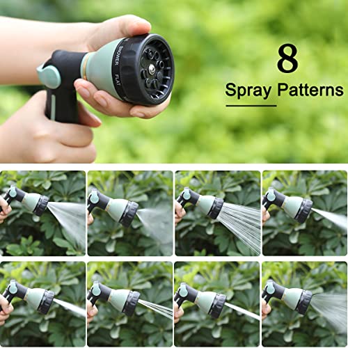 FANHAO Garden Hose Nozzle Heavy Duty, 100% Metal Water Hose Nozzle Sprayer with 8 Spray Patterns, High Pressure Sprayer Nozzle with Thumb Control, On Off Valve for Garden Watering, Car & Pet Washing - Image 4