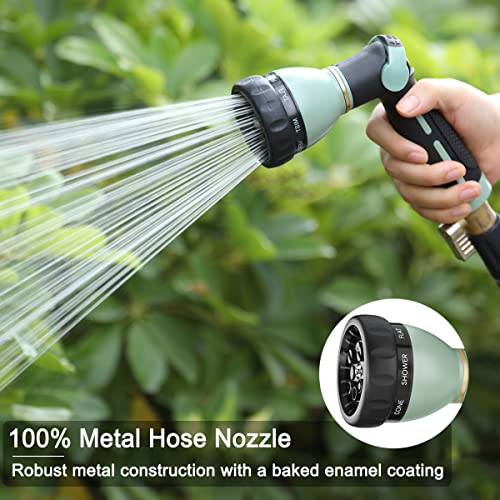FANHAO Garden Hose Nozzle Heavy Duty, 100% Metal Water Hose Nozzle Sprayer with 8 Spray Patterns, High Pressure Sprayer Nozzle with Thumb Control, On Off Valve for Garden Watering, Car & Pet Washing - Image 2