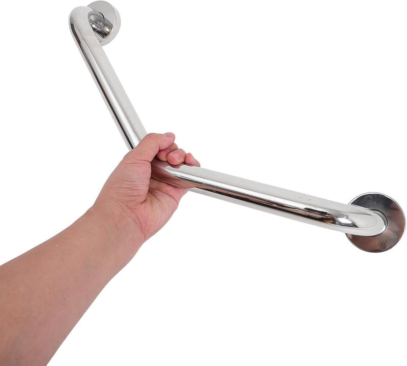 Stainless Steel Bathroom Grab Bar 46.5cm Angled Elderly Standing Handrail Non-Slip Handicap Rail for Bathtub Toilet Safety Support - Image 4