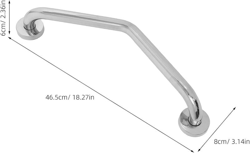 Stainless Steel Bathroom Grab Bar 46.5cm Angled Elderly Standing Handrail Non-Slip Handicap Rail for Bathtub Toilet Safety Support - Image 2
