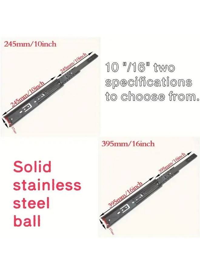 16 Inch 6 Pcs Black Heavy Duty Damping Drawer Slide Rail Full Extension Silent Upgrade Kit - Image 1