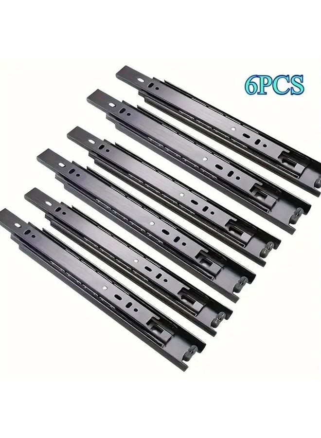16 Inch 6 Pcs Black Heavy Duty Damping Drawer Slide Rail Full Extension Silent Upgrade Kit - Image 2