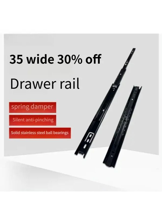 16 Inch 6 Pcs Black Heavy Duty Damping Drawer Slide Rail Full Extension Silent Upgrade Kit - Image 3