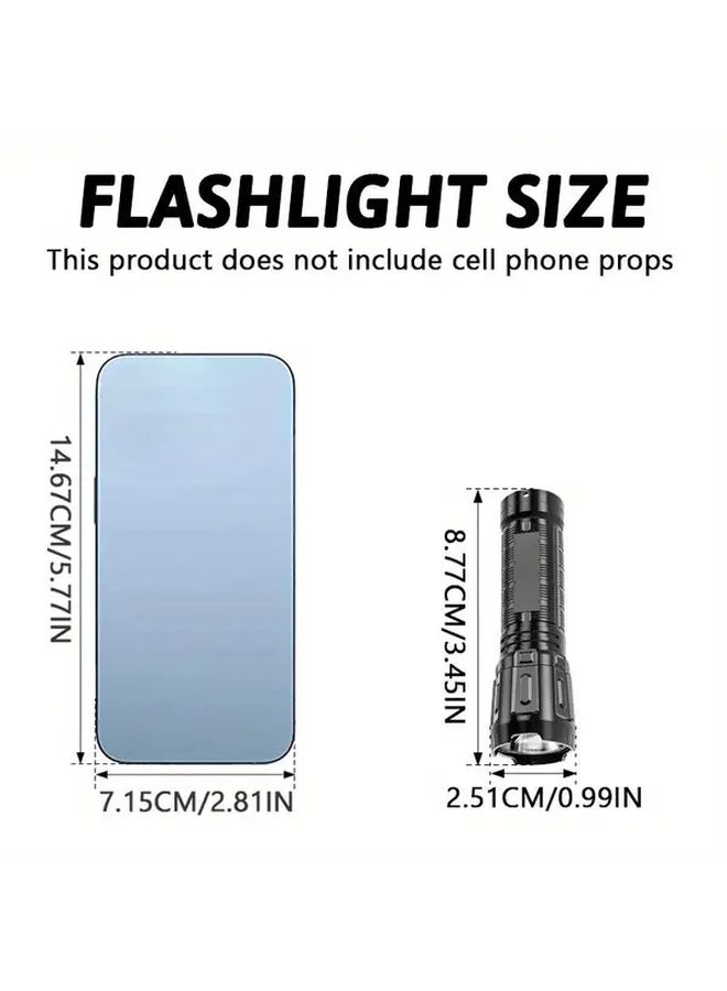 1Pc USB Rechargeable LED Flashlight 150 Lumens Portable Tactical Camping Lantern Emergency Backup Light with Hanging Hole for Outdoor Hiking Camping Emergencies Compact Durable Design Sleek Finish Sturdy Material Handheld Lantern - Image 4