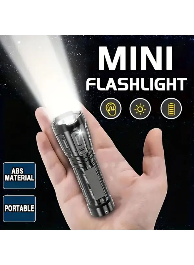 1Pc USB Rechargeable LED Flashlight 150 Lumens Portable Tactical Camping Lantern Emergency Backup Light with Hanging Hole for Outdoor Hiking Camping Emergencies Compact Durable Design Sleek Finish Sturdy Material Handheld Lantern - Image 2
