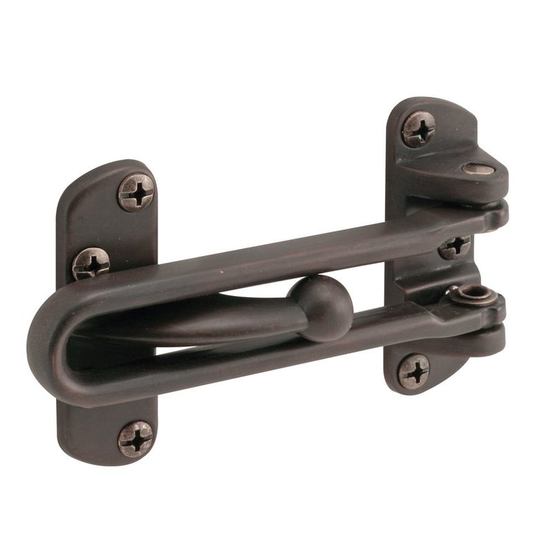PrimeLine U 10309 Swing Bar Lock for Hinged SwingIn Doors Secondary Security Lock for Door and Security 378 In Bar Length Diecast Zinc Construction Classic Bronze Finish Single Pack