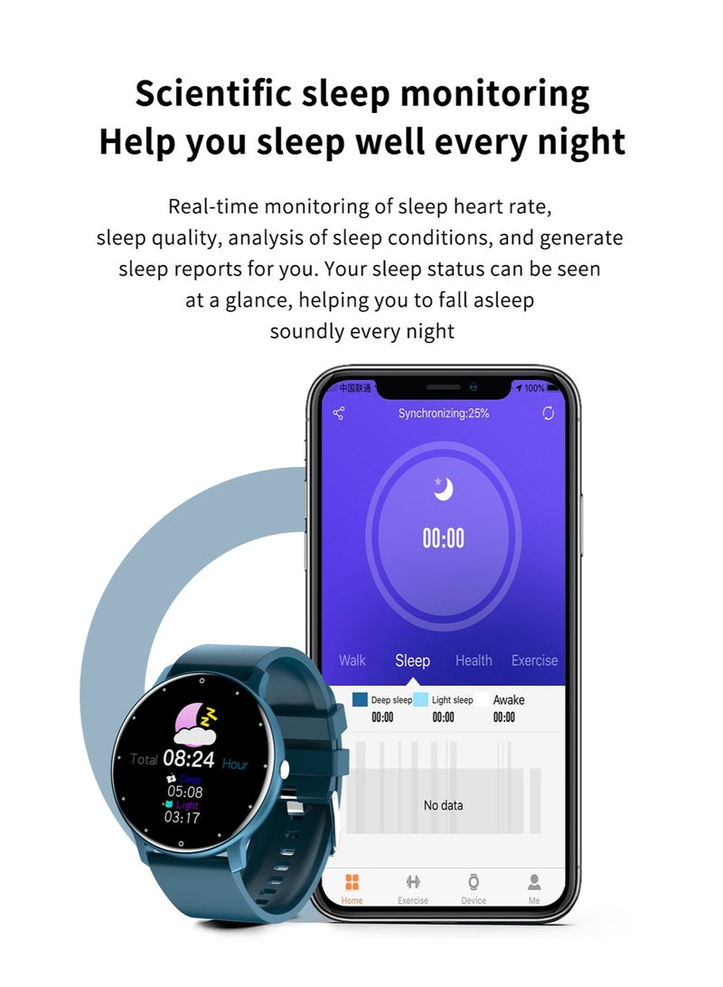 RollsTimi  Borderless Large-Screen Smart Watch Supports Bluetooth Calls NFC Payment IP68 Waterproof Sports Health Monitoring Equipment Multi-Sports Mode (Blue) - Image 2