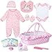 TatuDoll 13 Pcs Set Reborn Baby Dolls Clothes with Pink Love Bassinet for 1722 Inch Reborn Baby DollsUnicorn Realistic Babydoll Accessories Outfit fit Newborn Babydoll Girl Children Pretend Play Set - Image 2
