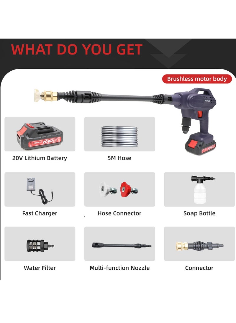 makute - 20V Cordless Pressure Washer with 2pcs Large Capacity Battery for Washing Cars Fences Siding - Image 1
