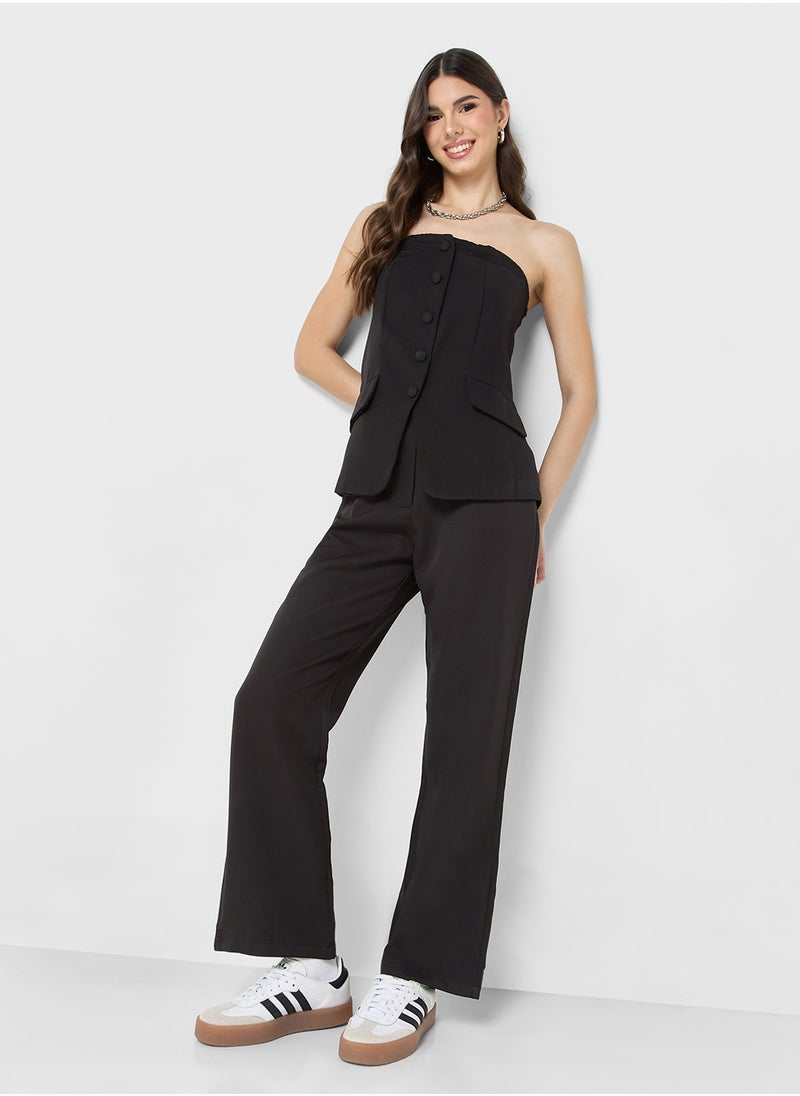 Ginger Bandeau Button Down Waistcoat & Relaxed Fit Pant Coord Set  - Image 5