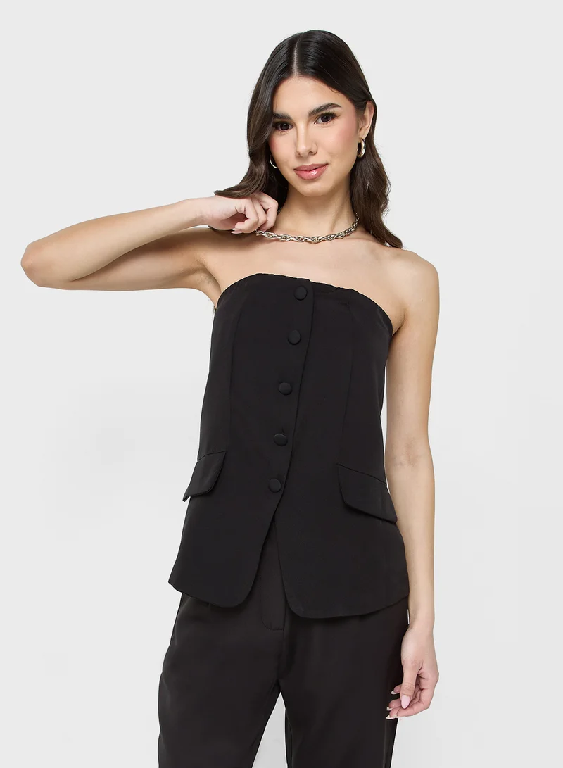 Ginger Bandeau Button Down Waistcoat & Relaxed Fit Pant Coord Set