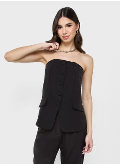 Ginger Bandeau Button Down Waistcoat & Relaxed Fit Pant Coord Set  - Image 3