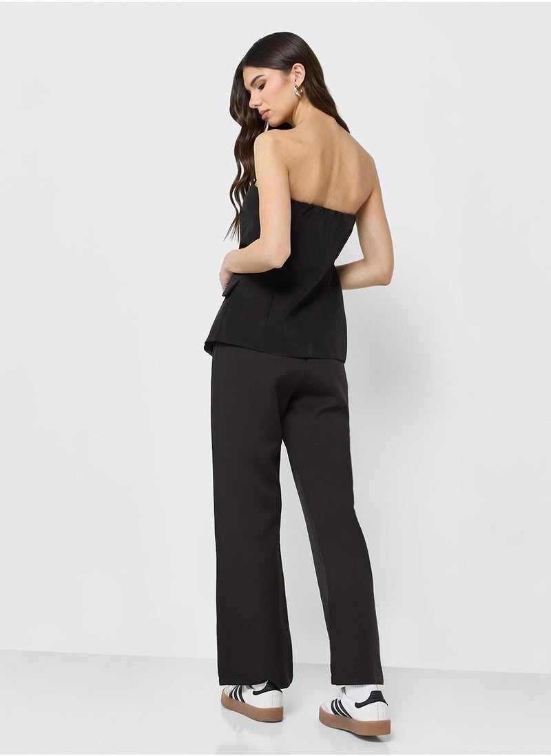 Ginger Bandeau Button Down Waistcoat & Relaxed Fit Pant Coord Set  - Image 2