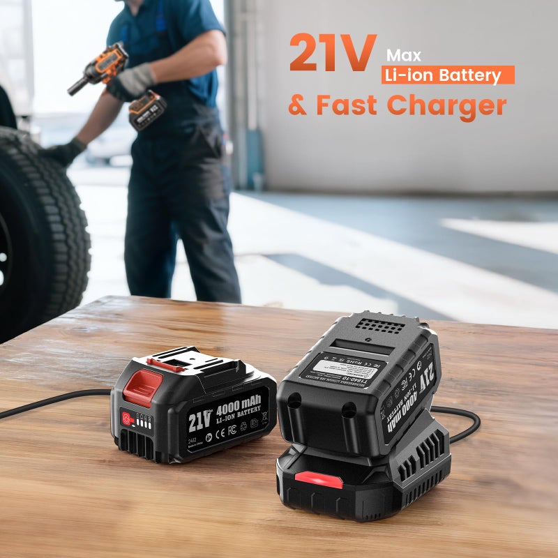 TaskStar 1500N.m Cordless Impact Wrench - 20V Max Brushless 1/2" Impact Gun with 2 x 4.0Ah Batteries & Fast Charger | Removes Stuck Truck Lug Nuts in Seconds | 3-Speed for Auto Repair & Heavy Duty DIY - Image 4