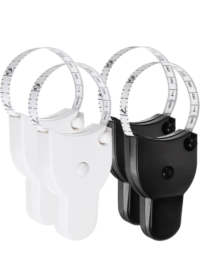 Body Measuring Tape, Accurate Waist Measuring Tape for Weight Loss, Handcrafts Tailor Automatic Telescopic Body Tape White/Black 4 PCS - Image 1
