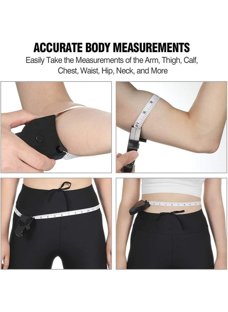 Body Measuring Tape, Accurate Waist Measuring Tape for Weight Loss, Handcrafts Tailor Automatic Telescopic Body Tape White/Black 4 PCS - Image 2