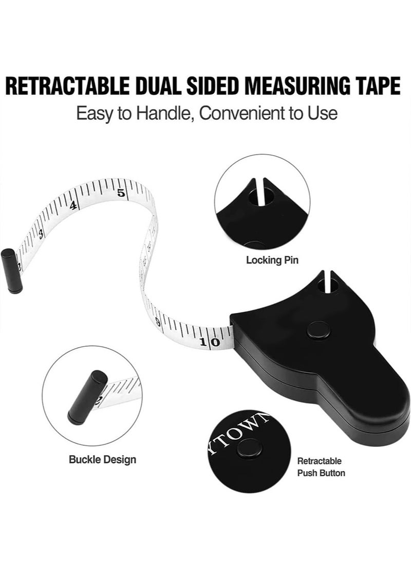 Body Measuring Tape, Accurate Waist Measuring Tape for Weight Loss, Handcrafts Tailor Automatic Telescopic Body Tape White/Black 4 PCS - Image 4