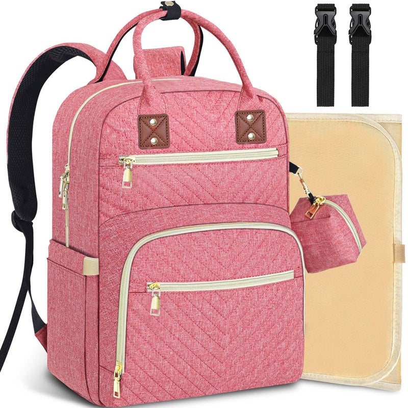 Tenot Baby Diaper Bag Backpack, Travel Diaper Bags for Babys Girl Boy Large Capacity Baby Bag Backpack for Women Pink - Image 1