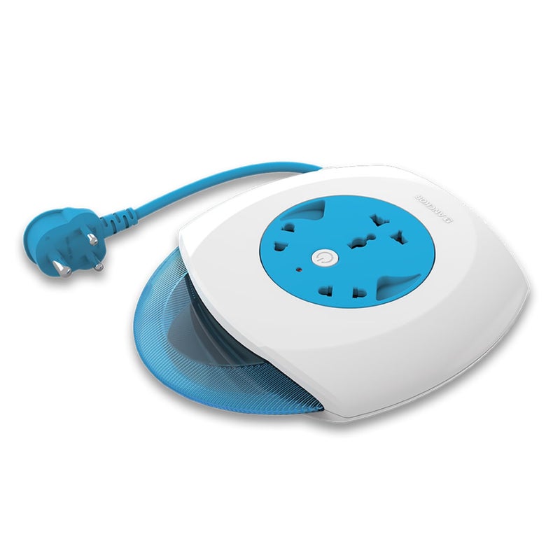 Anchor By Panasonic 6A Flexi Cord 3 Pin 4 Mtr Universal Socket With Indicator (Blue & White), Round, 240 Volts - Image 1