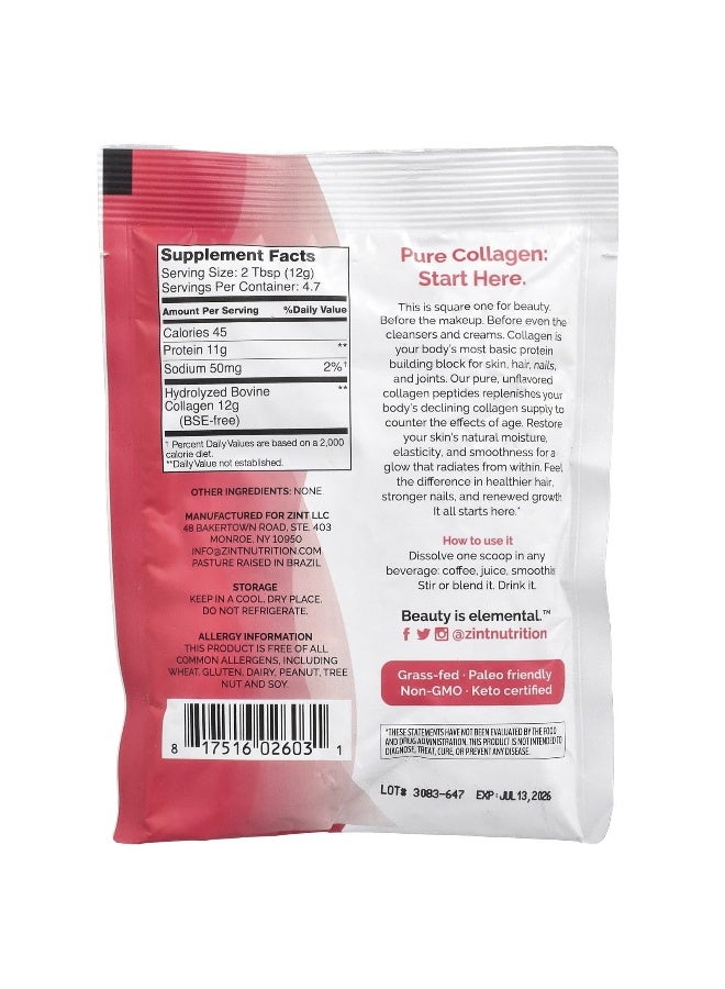Zint, Pure Grass-Fed Collagen Peptides, Unflavored, 2 oz (56.6 g) (Packaging may vary) - Image 2