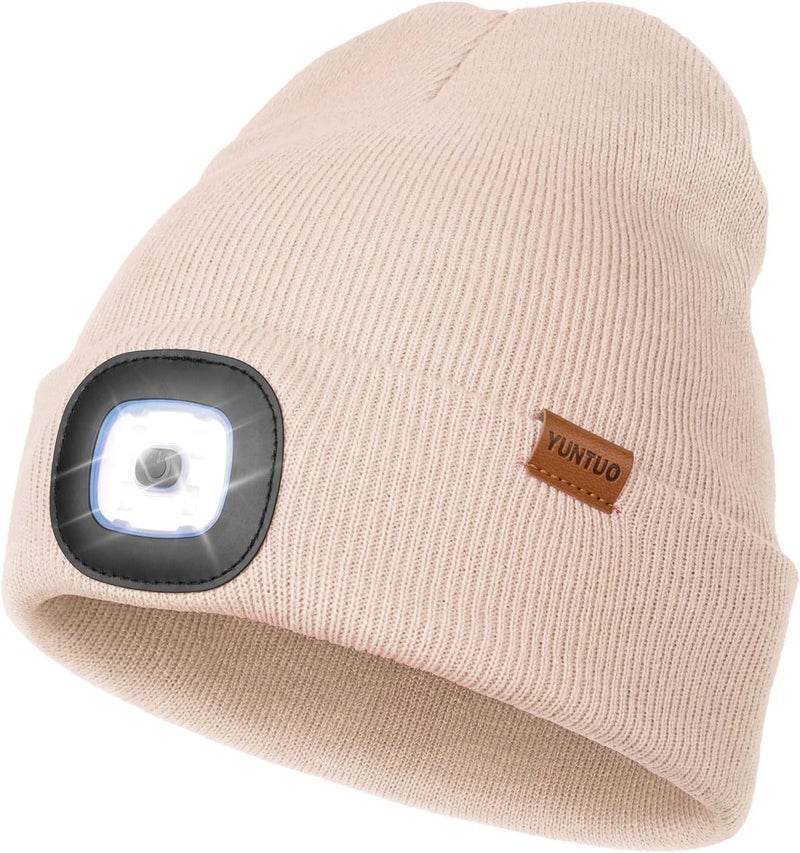 YunTuo Store LED Beanie with The Light, Unisex USB Rechargeable Headlamp Winter Knitted Cap Gifts for Men Dad Husband Him - Image 1