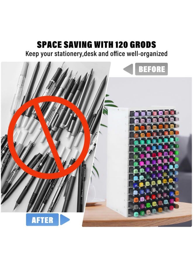 Yiitoll Marker Organizer, Marker Holder Organizer for 120 Markers with Removable Divider, Marker Storage for Desk, Art Marker Storage Rack to Storing Markers Colored Pens Desk Organizer - Image 4