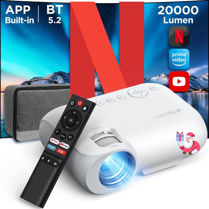 YOTON Y9 Netflix Projector with wifi and bluetooth, Portable Projector 4K support 20000 lumens with zoom, 2024 Upgraded movie projector with Netflix/Prime Video/YouTube/Hulu/Dolby - Image 1