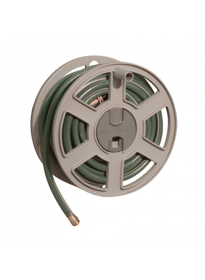 suncast Suncast Sidetracker Garden Hose 100 ft Wall Mounted Tracker with Removable Reel Fully Assembled, feet, Taupe  - Image 1