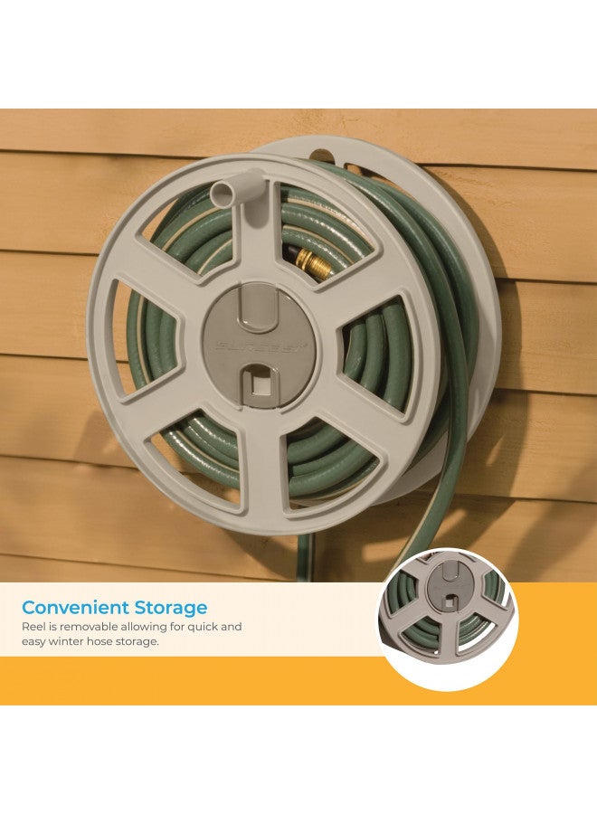 suncast Suncast Sidetracker Garden Hose 100 ft Wall Mounted Tracker with Removable Reel Fully Assembled, feet, Taupe  - Image 5