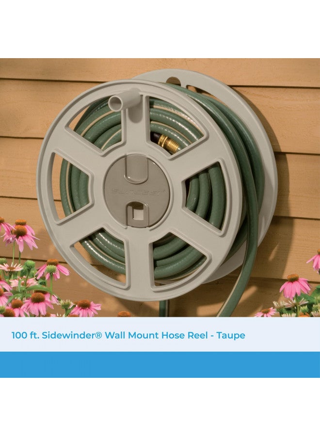 suncast Suncast Sidetracker Garden Hose 100 ft Wall Mounted Tracker with Removable Reel Fully Assembled, feet, Taupe  - Image 2