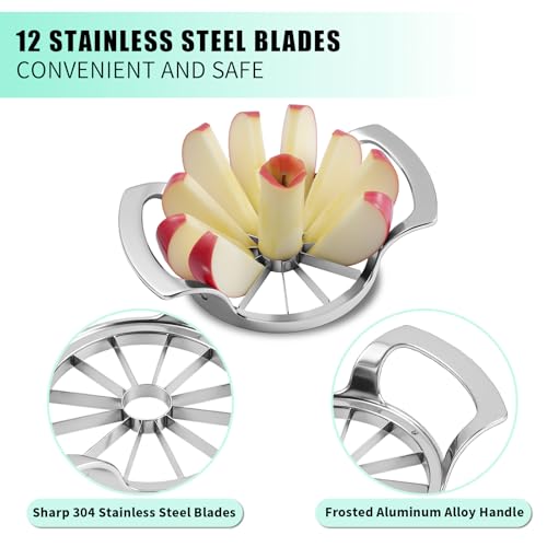 LIIGEMI Apple Core Slicer - Easily Cut Smooth Apple Slices with 12-Stainless Steel Blades, Time-Saving Apple Slicer and Corer with Mirrored Handle - Image 4