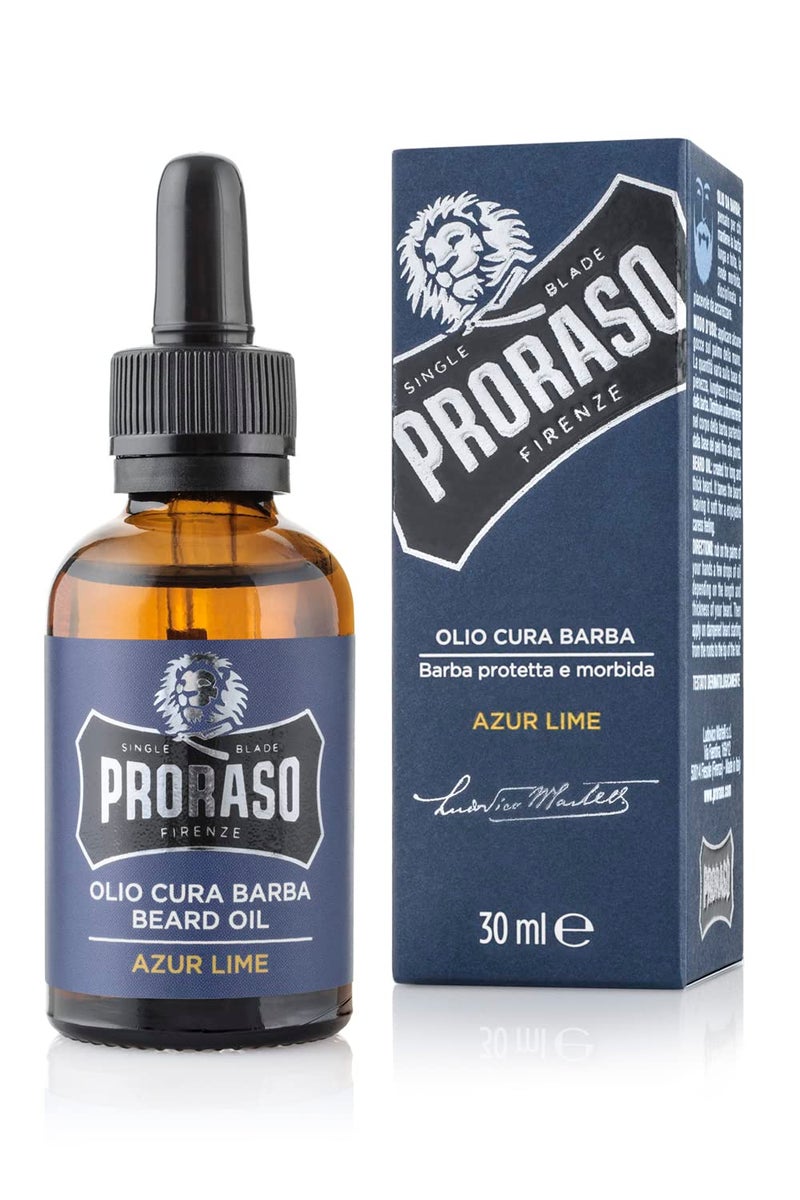 Proraso Azur Lime Beard Oil Moisturizing Avocado Sunflower Citrus Mint Condition Beards Add Shine Leave In Facial Hair Oil for Men 1oz - Image 2