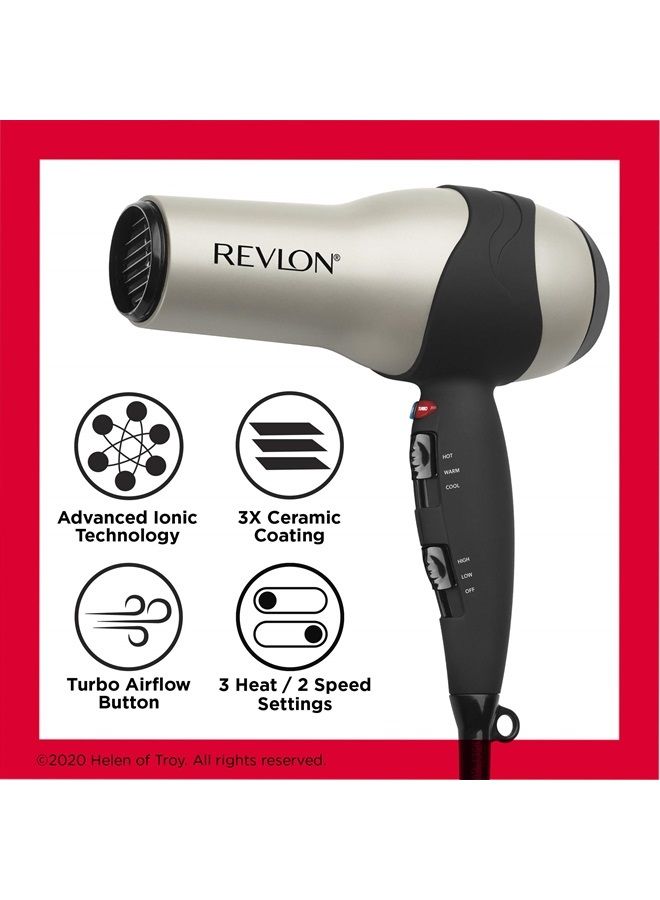 Revlon مجفف شعر ريفلون توربو | 1875 واط من اللمعان الأقصى، تجفيف سريع (فضي) - Image 4