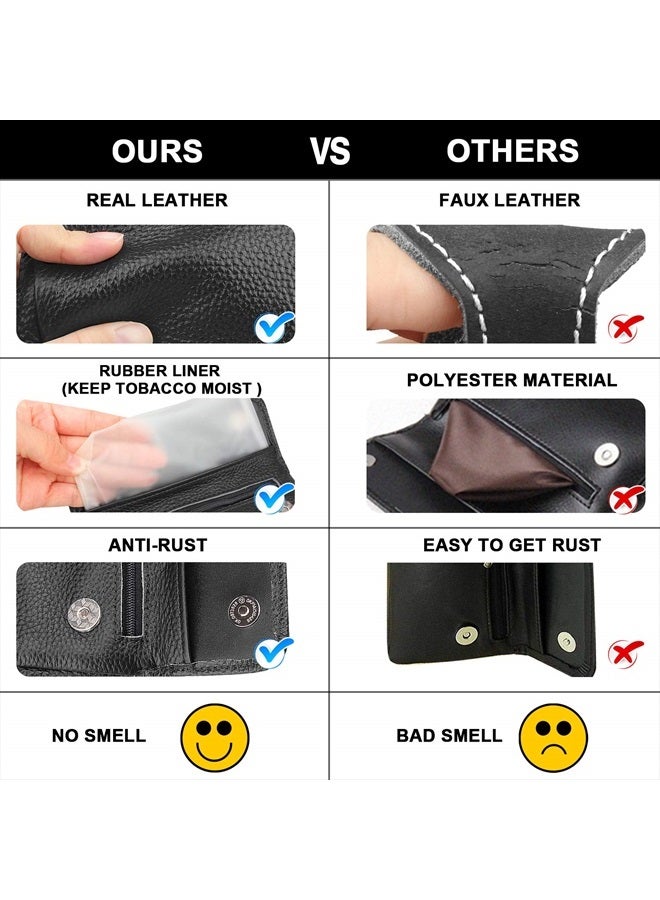 FIREDOG Genuine Leather Smoking Tobacco Pipe Pouch Case Bag for 2 Pipes Tamper Filter Tool Cleaner Preserve Freshness (Black) - Image 5
