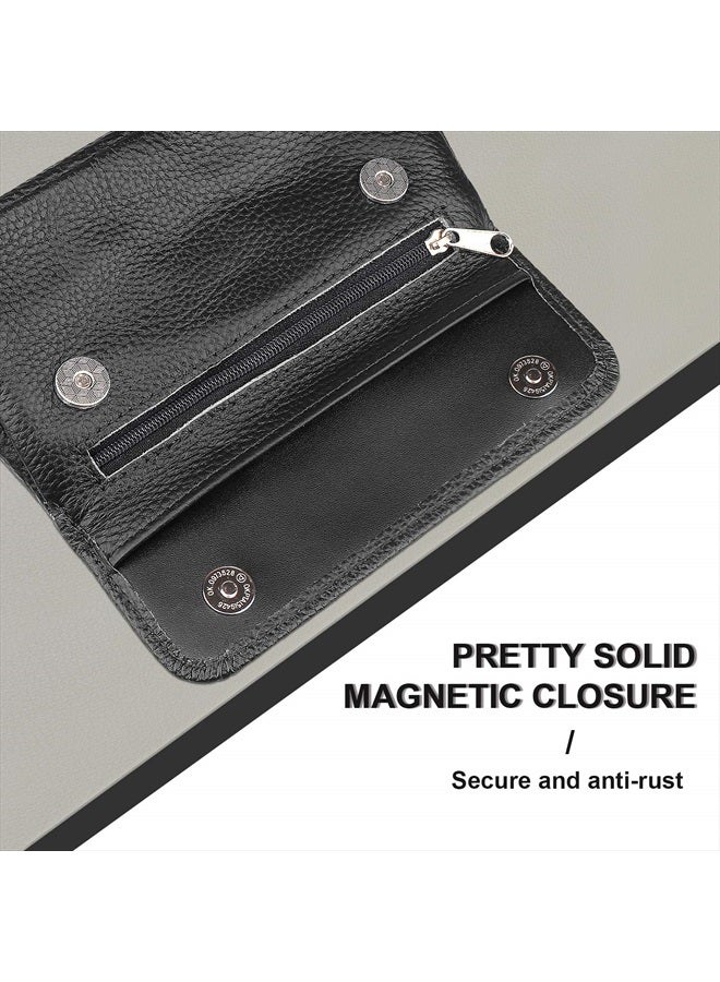 FIREDOG Genuine Leather Smoking Tobacco Pipe Pouch Case Bag for 2 Pipes Tamper Filter Tool Cleaner Preserve Freshness (Black) - Image 3